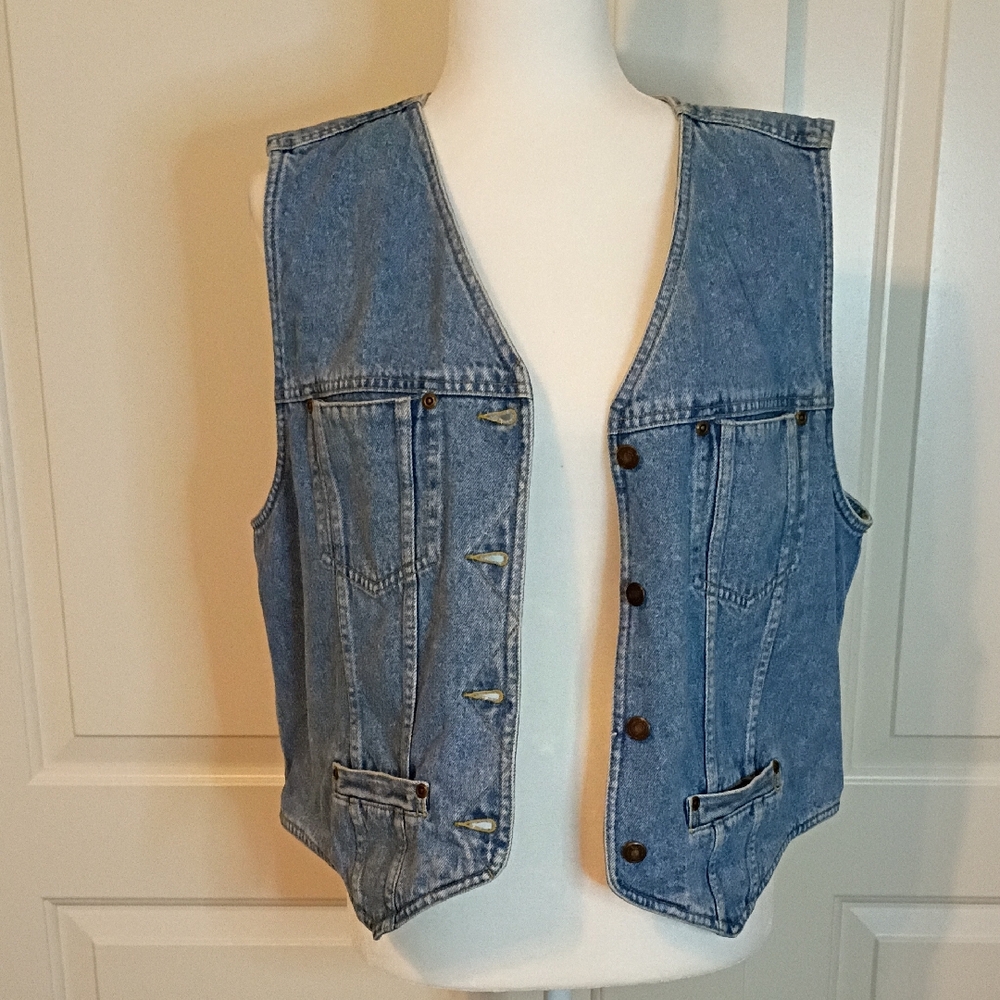 Vintage Liz Claiborne Lizwear Denim Vest Size XL Festival Boho